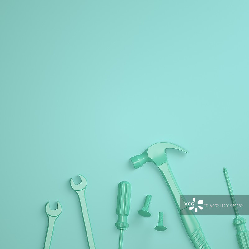 三维渲染薄荷绿色工具背景图片素材