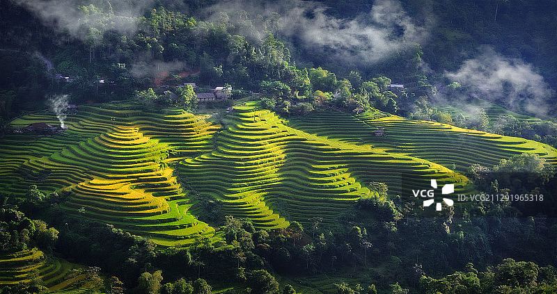 越南河江梯田航拍俯视图图片素材