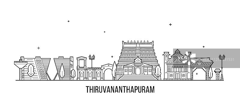 印度喀拉拉邦特里凡得琅天际线图片素材