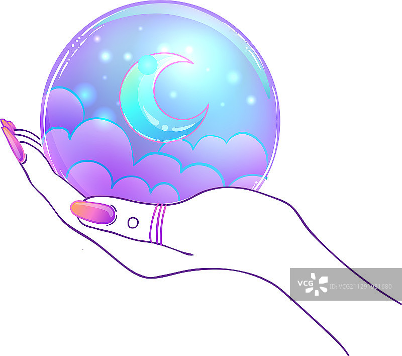女人手持魔法水晶球图片素材