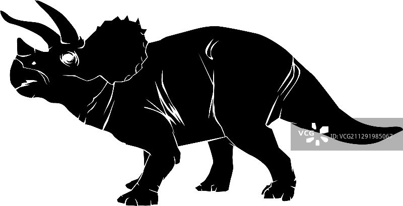 三角龙恐龙剪影图片素材