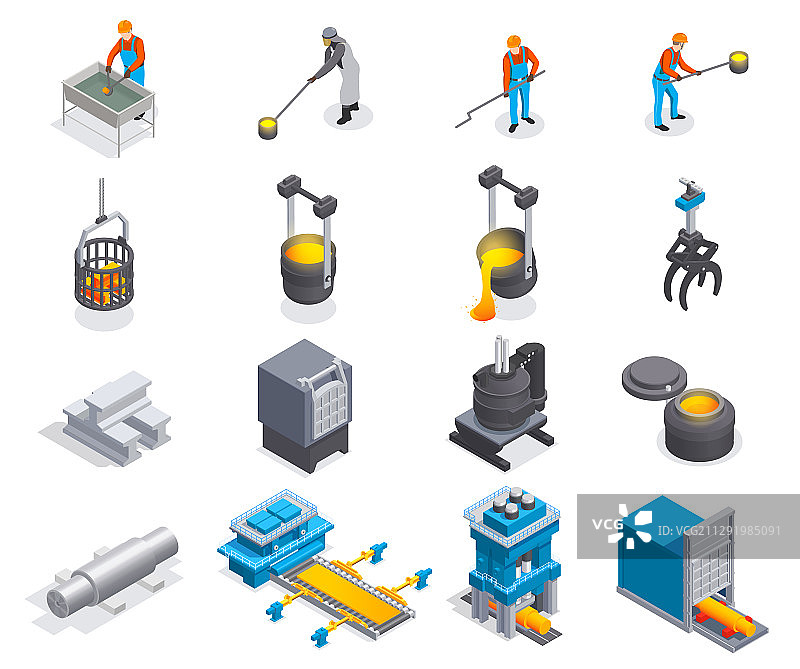 冶金工业2.5D图标集图片素材