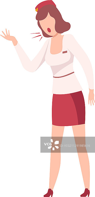 穿制服愤怒咆哮的女人图片素材