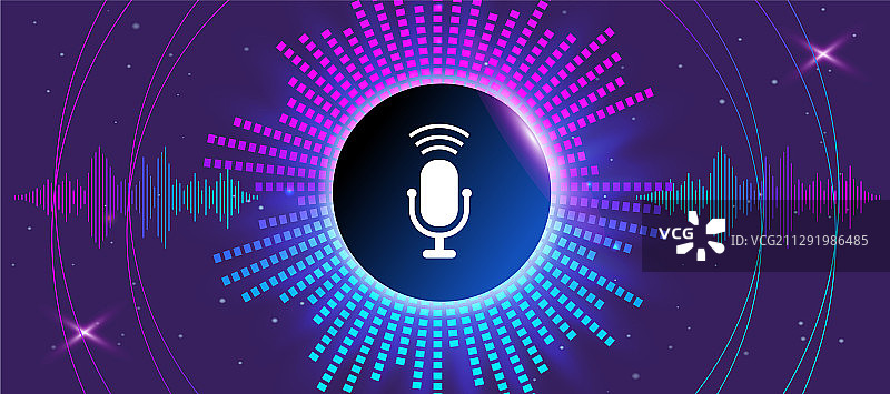 带有发光均衡器的音乐banner图片素材