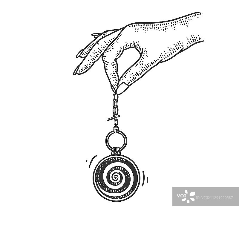 手中催眠师摆锤素描图片素材