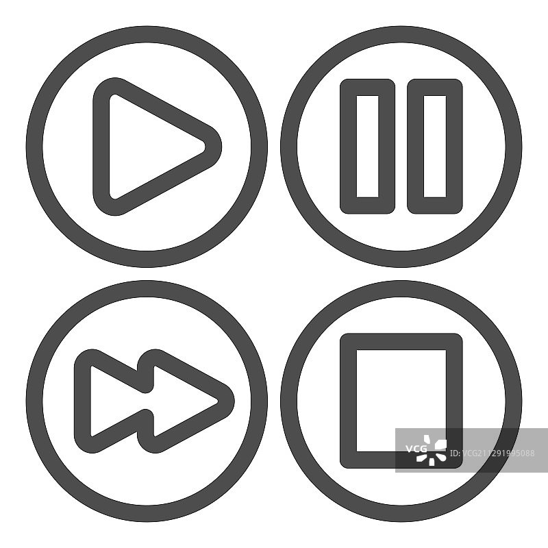 音频或视频播放器控制按钮线性图标图片素材