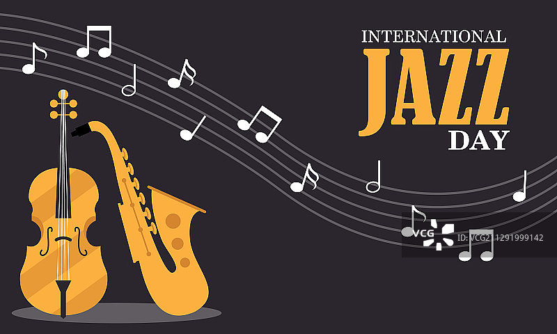 扁平风格国际爵士乐日背景图片素材