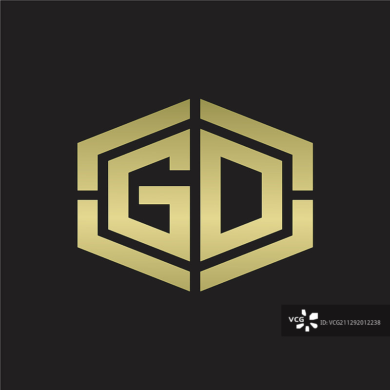 六边形GD字母组合标志设计图片素材