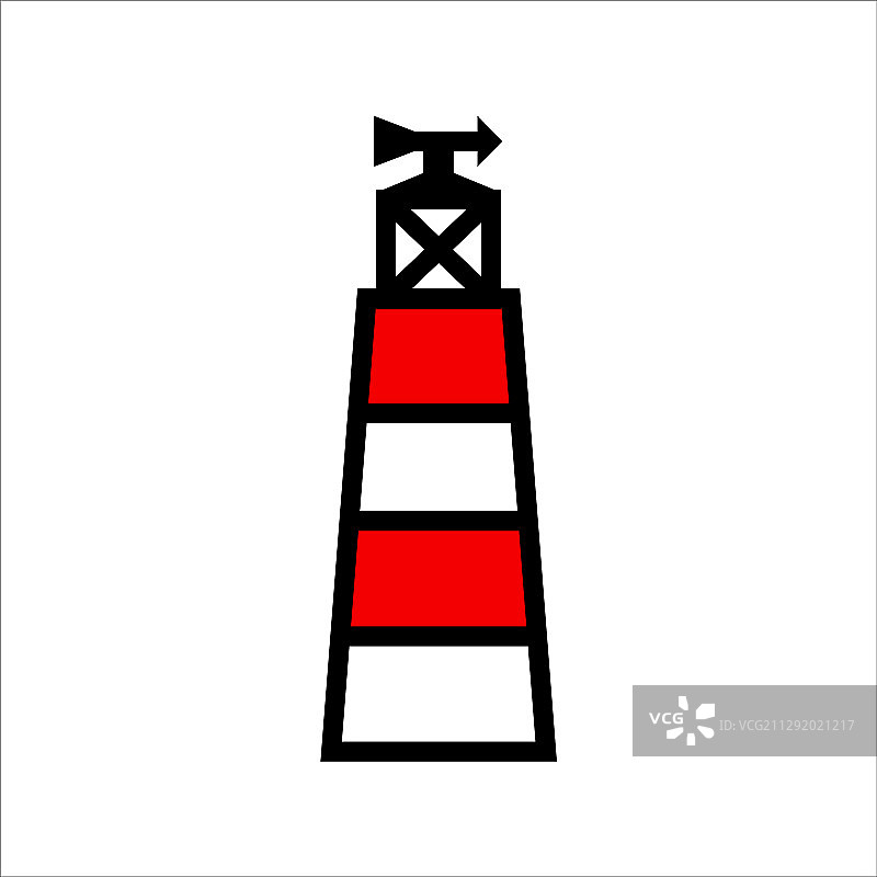 红白色灯塔线条图标图片素材