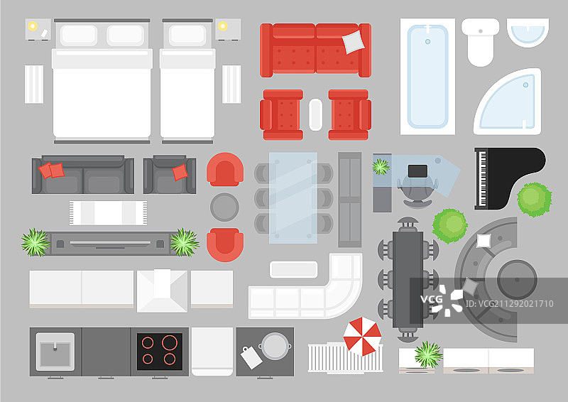 家具套装俯视图图片素材