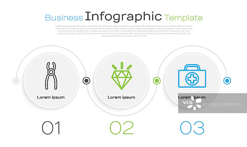牙科钳子、钻石牙齿和急救包线条设计图片素材
