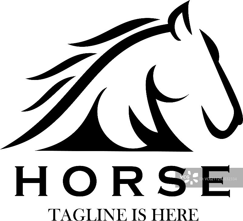 白色背景上的单色马头标志图片素材