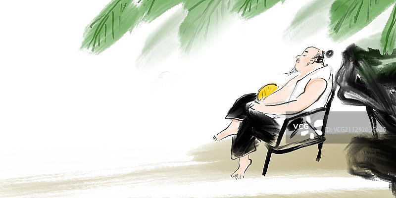 水墨国画古典诗词人物插图图片素材