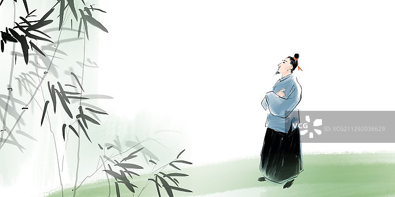 水墨国画古典诗词人物插图图片素材