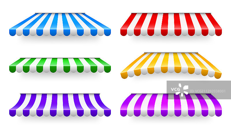 商店遮阳篷逼真条纹咖啡厅遮阳篷图片素材