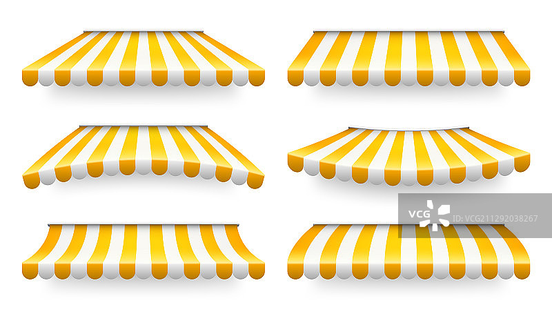 商店遮阳篷逼真条纹咖啡厅遮阳篷图片素材