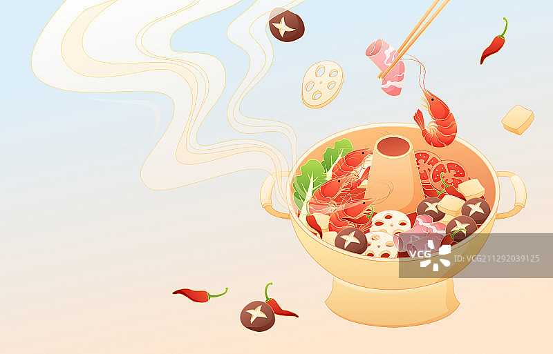 火锅传统美食插画图片素材