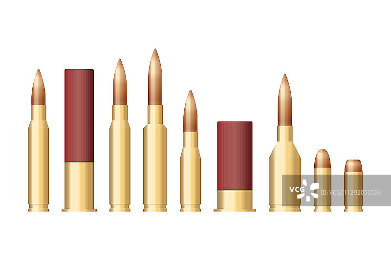 不同尺寸的子弹套装图片素材
