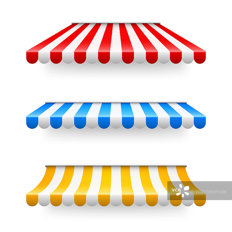 商店遮阳篷逼真条纹咖啡厅遮阳篷图片素材