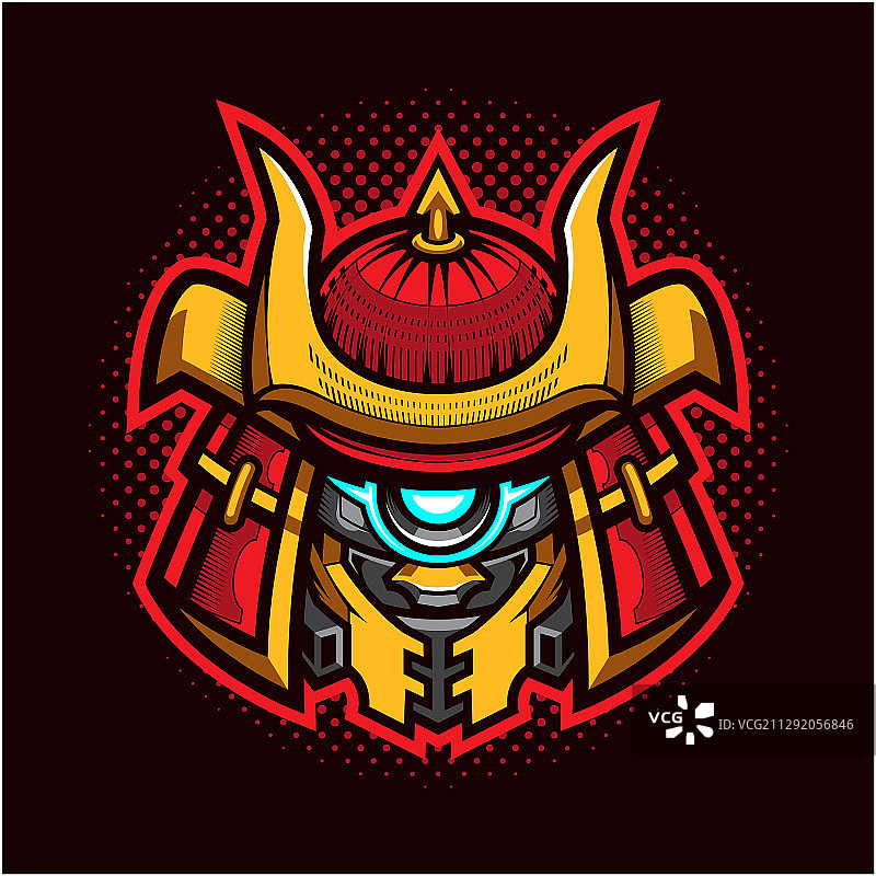 幕府将军机器人头部吉祥物标志图片素材