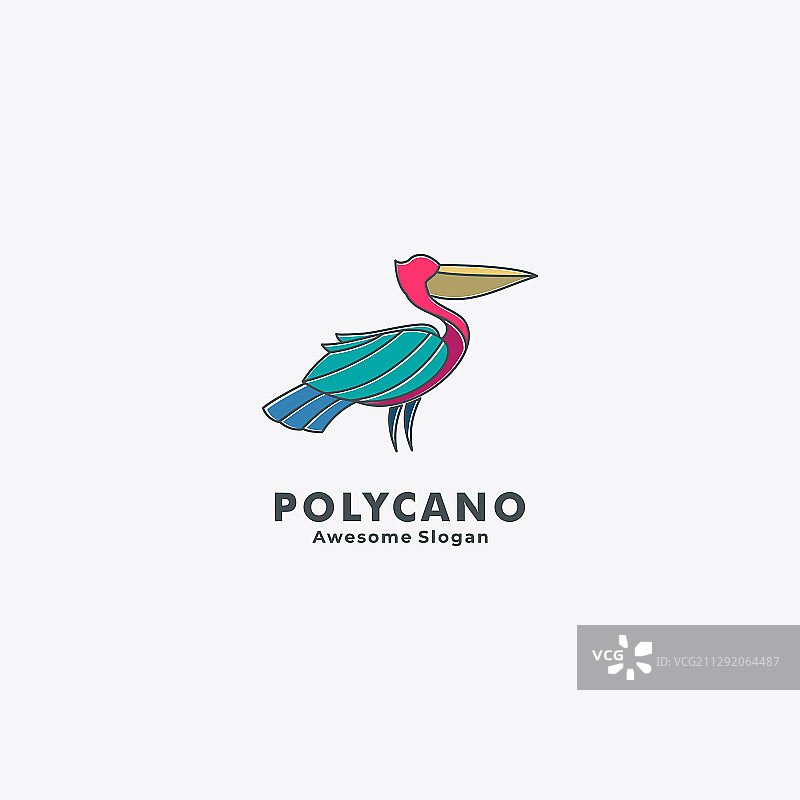 鹈鹕姿势简约吉祥物风格标志图片素材