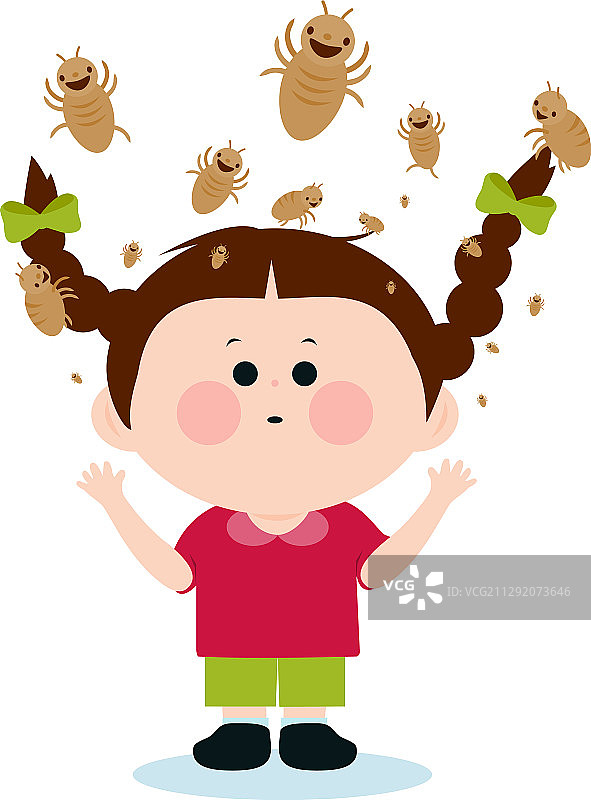 头上长虱子的女孩图片素材