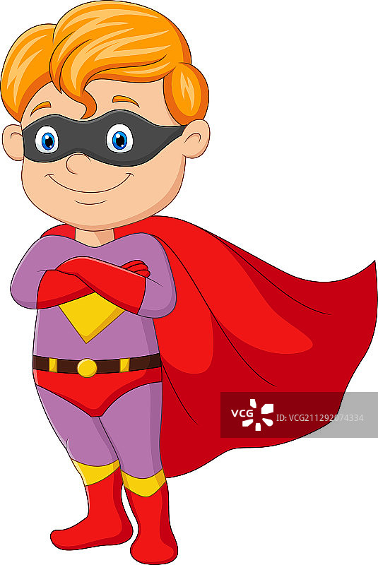摆姿势的卡通超级英雄男孩图片素材