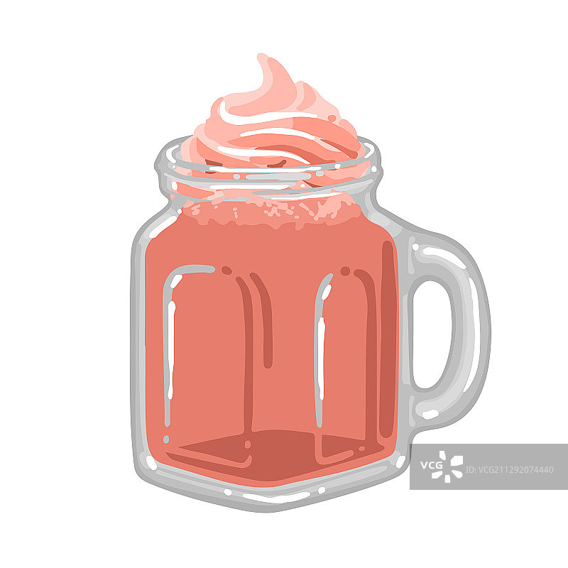 草莓奶昔玻璃方杯图片素材
