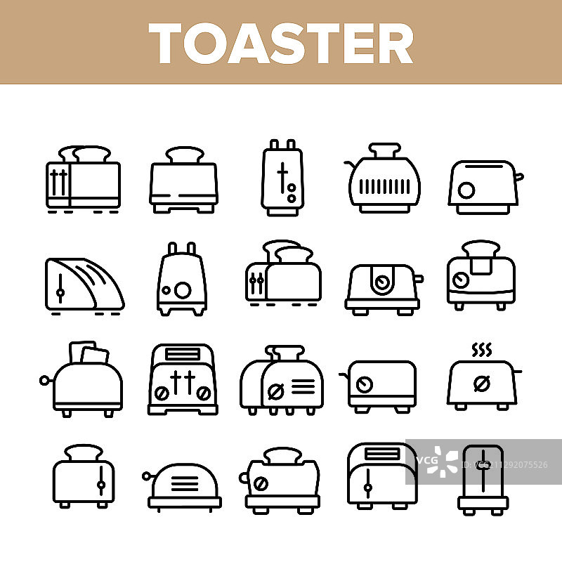 烤面包机厨房用具图标合集图片素材