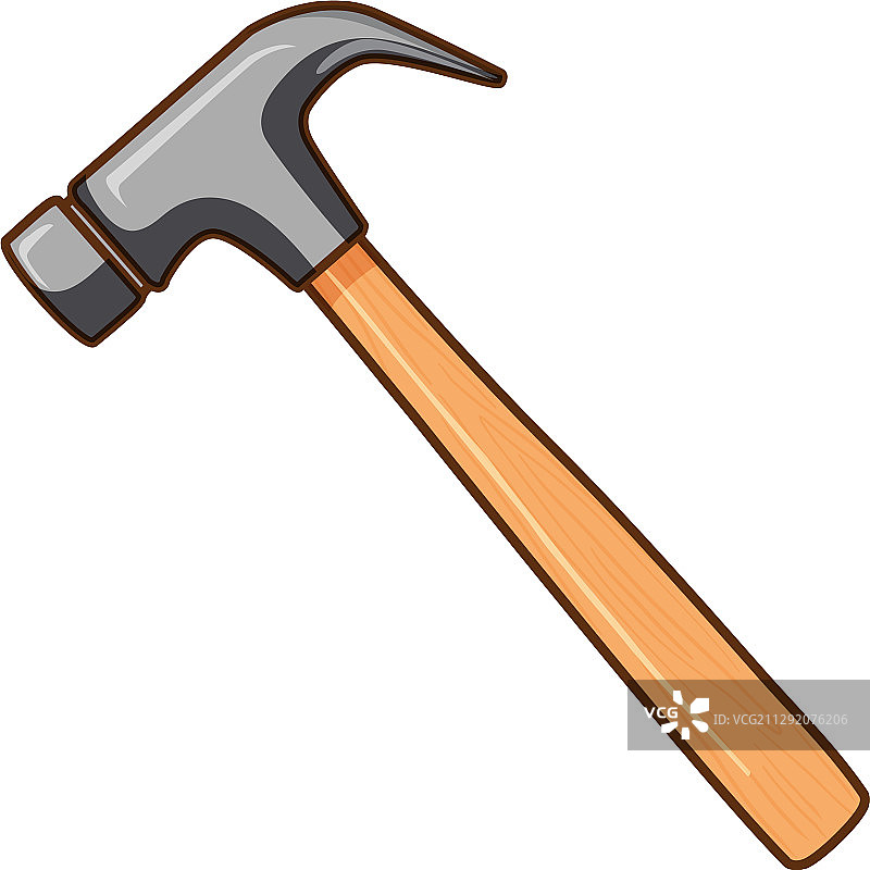 白色背景上的木柄锤子图片素材