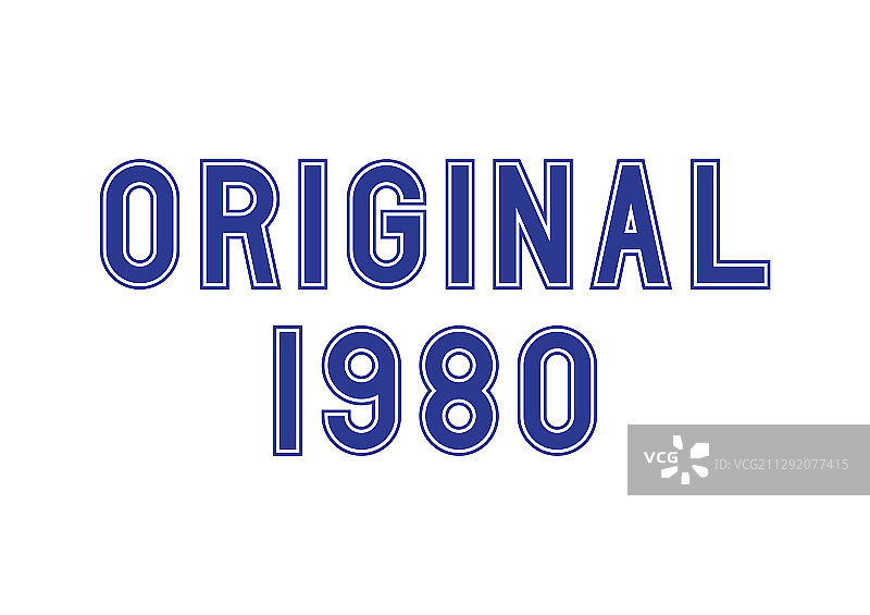 白色背景上的蓝白色1980年文字图片素材
