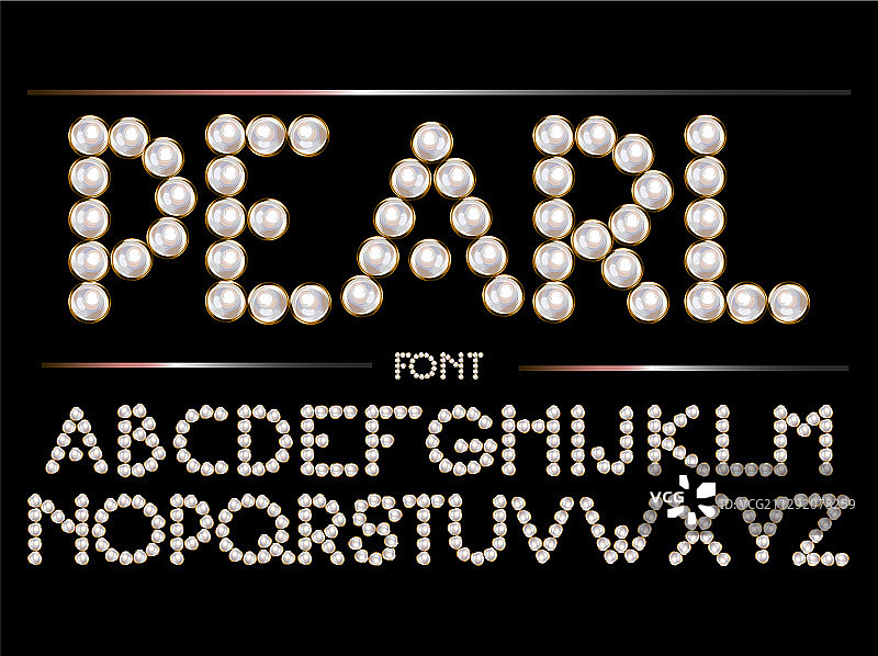 手绘珍珠字体金色框架图片素材