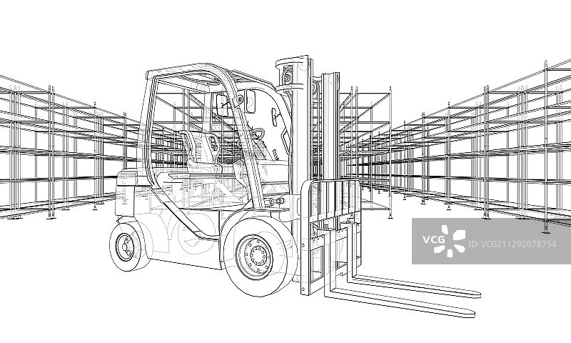 仓库货架和叉车图片素材