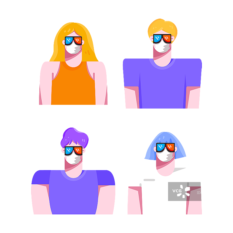 带着口罩看电影一群人图片素材