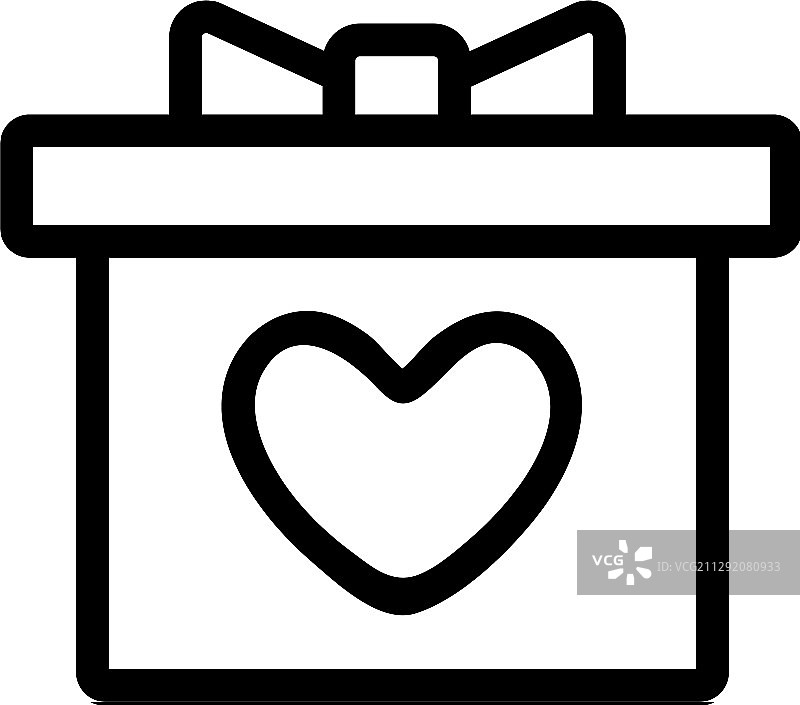 礼品和心形图标隔离轮廓图片素材