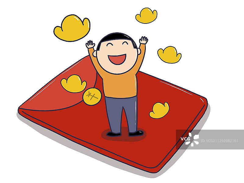 插画：领红包压岁钱图片素材