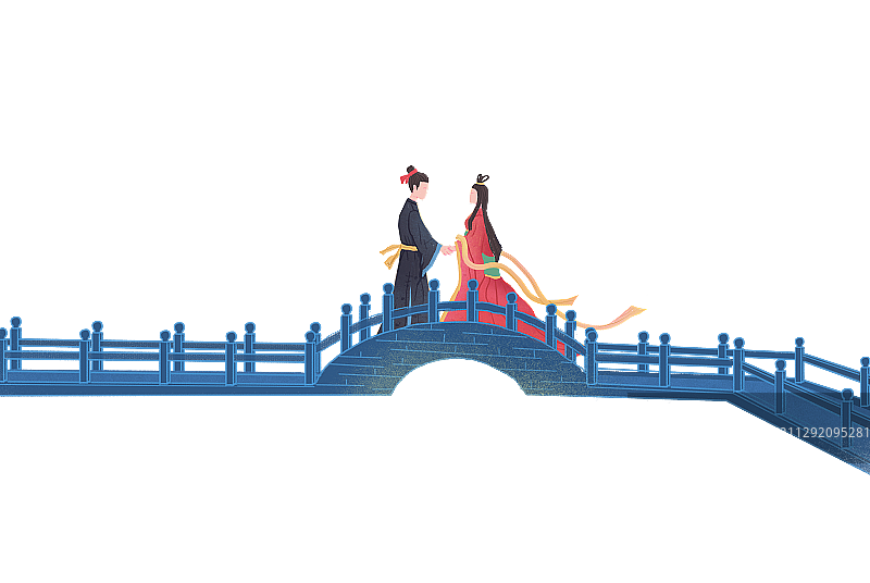 七夕情人节桥梁上相见的牛郎织女爱情图片素材