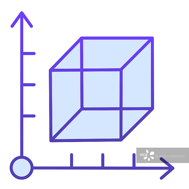立方体和坐标系扁平图标2.5D图片素材