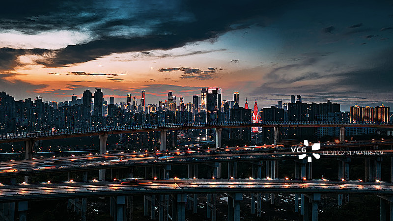 日落下的8D城市重庆图片素材