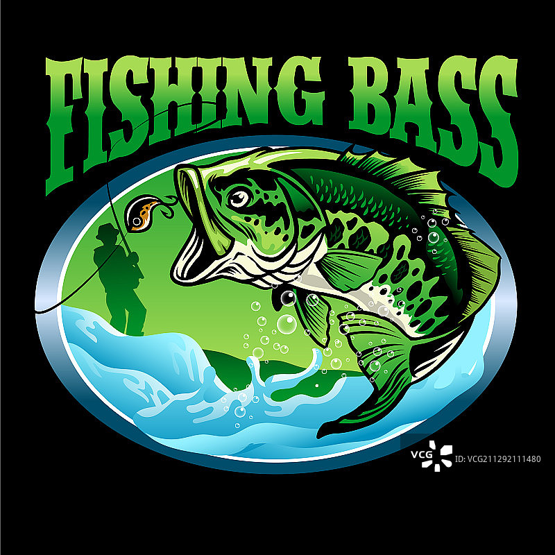 低音鱼图案T恤设计图片素材