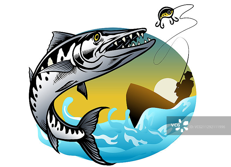 箭鱼钓鱼设计图片素材