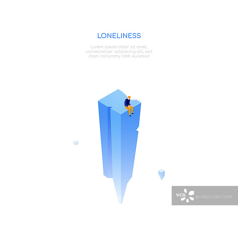 孤独概念：现代2.5D网页图片素材