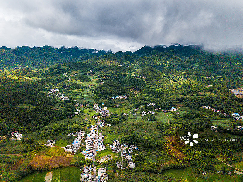航拍湖北恩施利川团堡山区图片素材