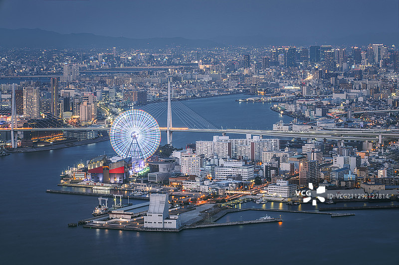夜晚的大阪港图片素材