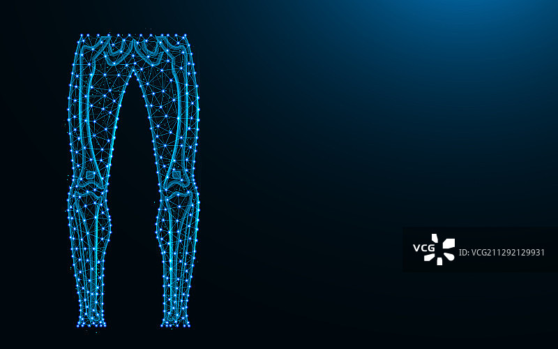 深蓝色背景上的点线构成的腿图片素材