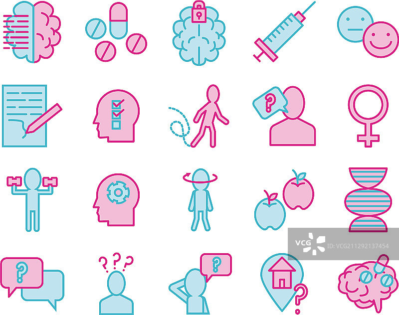 阿尔茨海默病图标合集图片素材