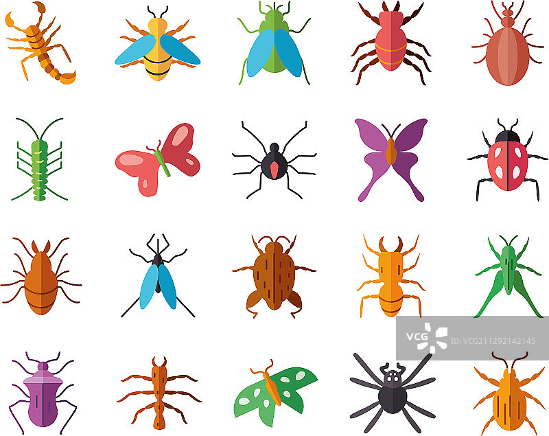 昆虫图标扁平风格合集图片素材