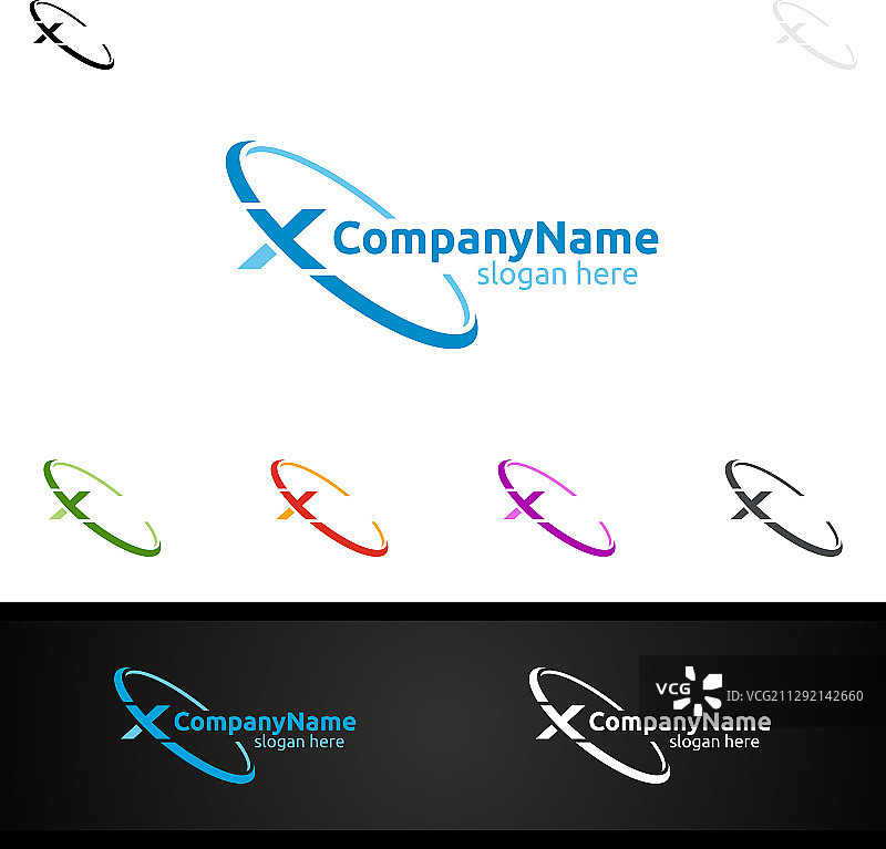 用于数字营销金融的字母X标志图片素材