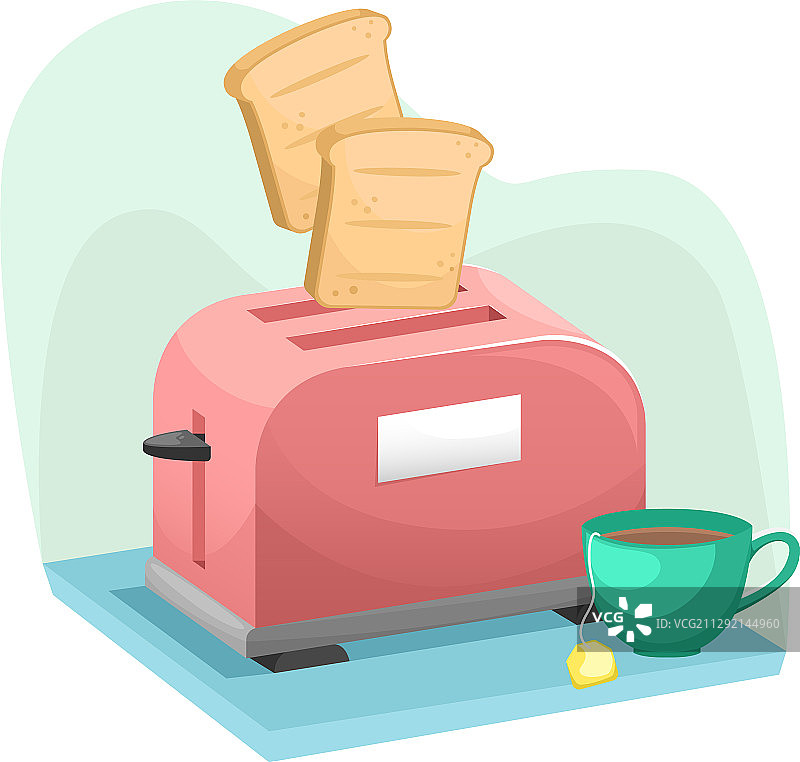 2.5D烤面包机和面包片图片素材