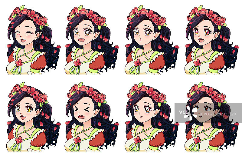 一套可爱的动漫精灵表情图片素材